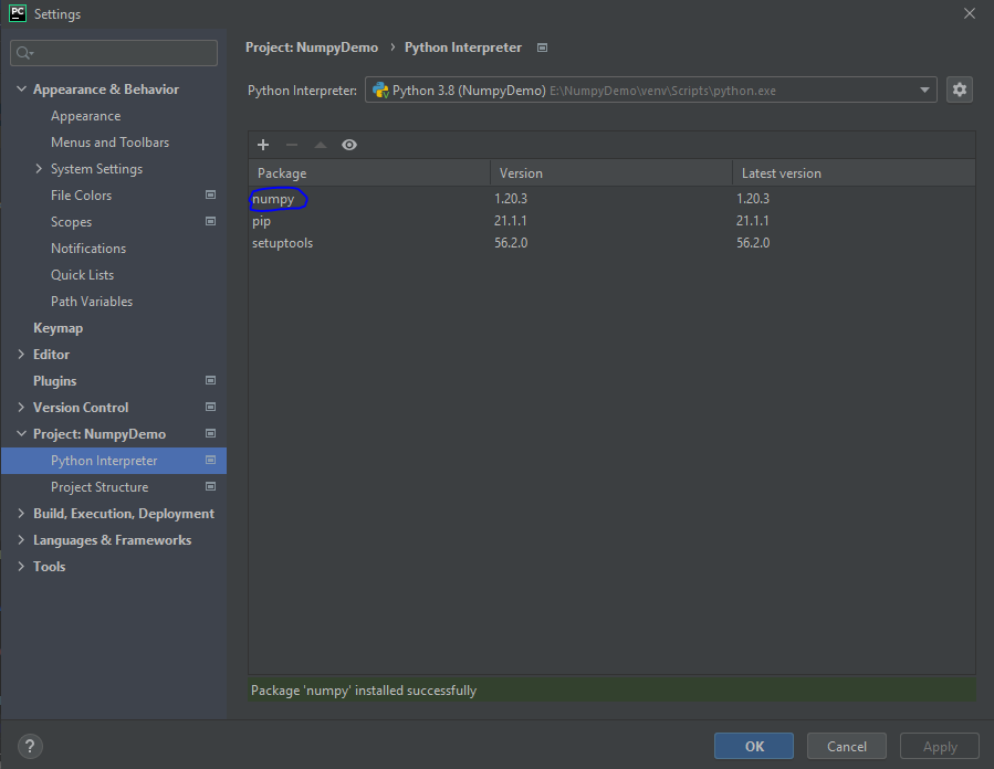 Python Install Numpy Pycharm