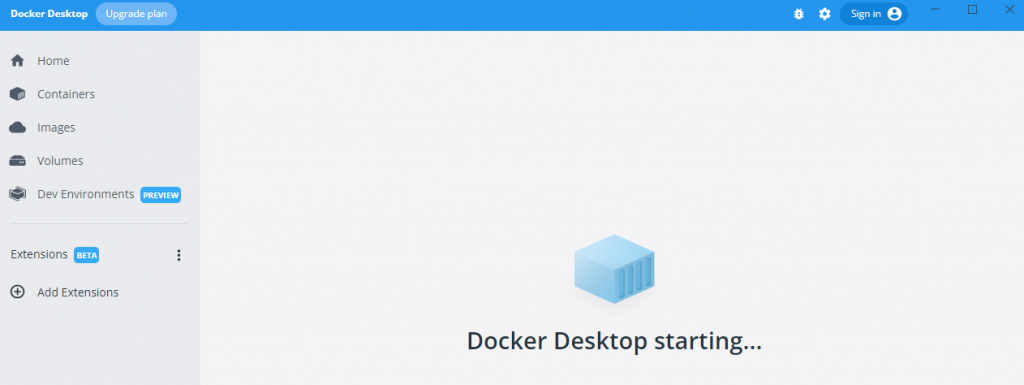 Docker desktop starting